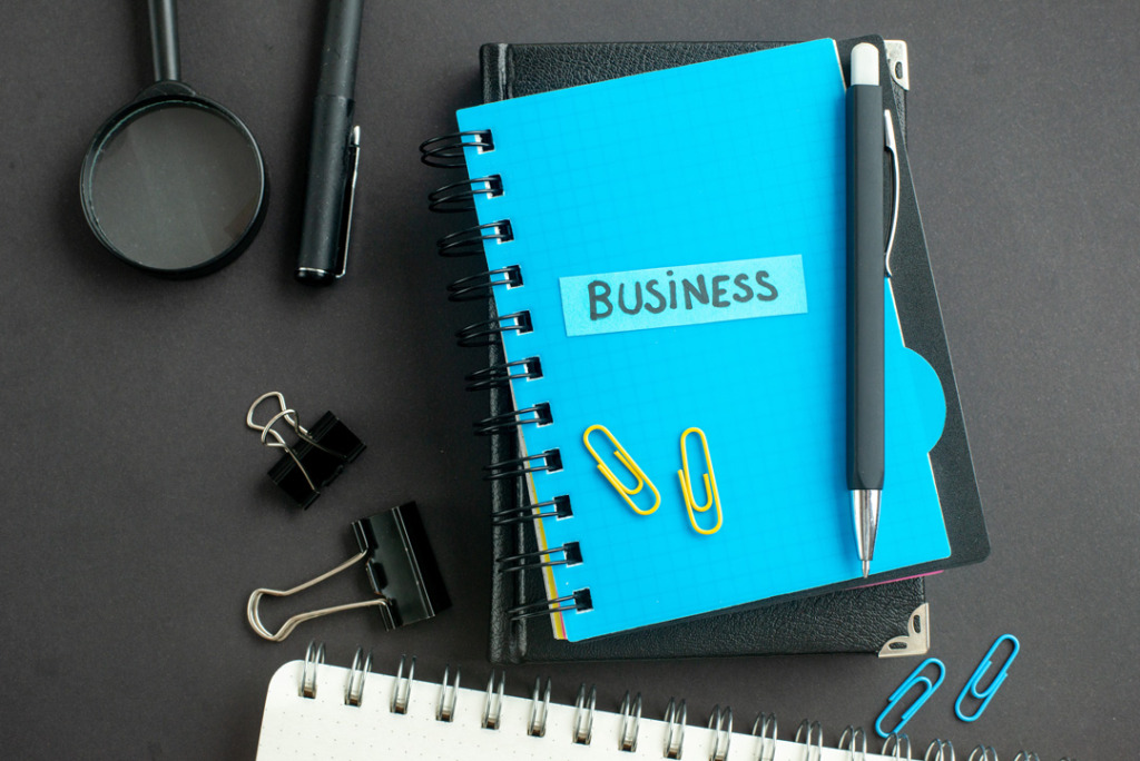 top view business note with notepads and staples o 2023 11 27 05 34 33 utc