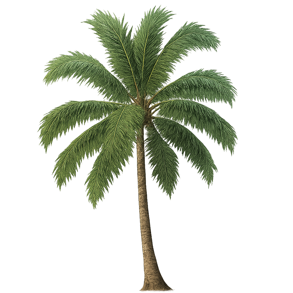 Coconut Palm Against Checkered Background